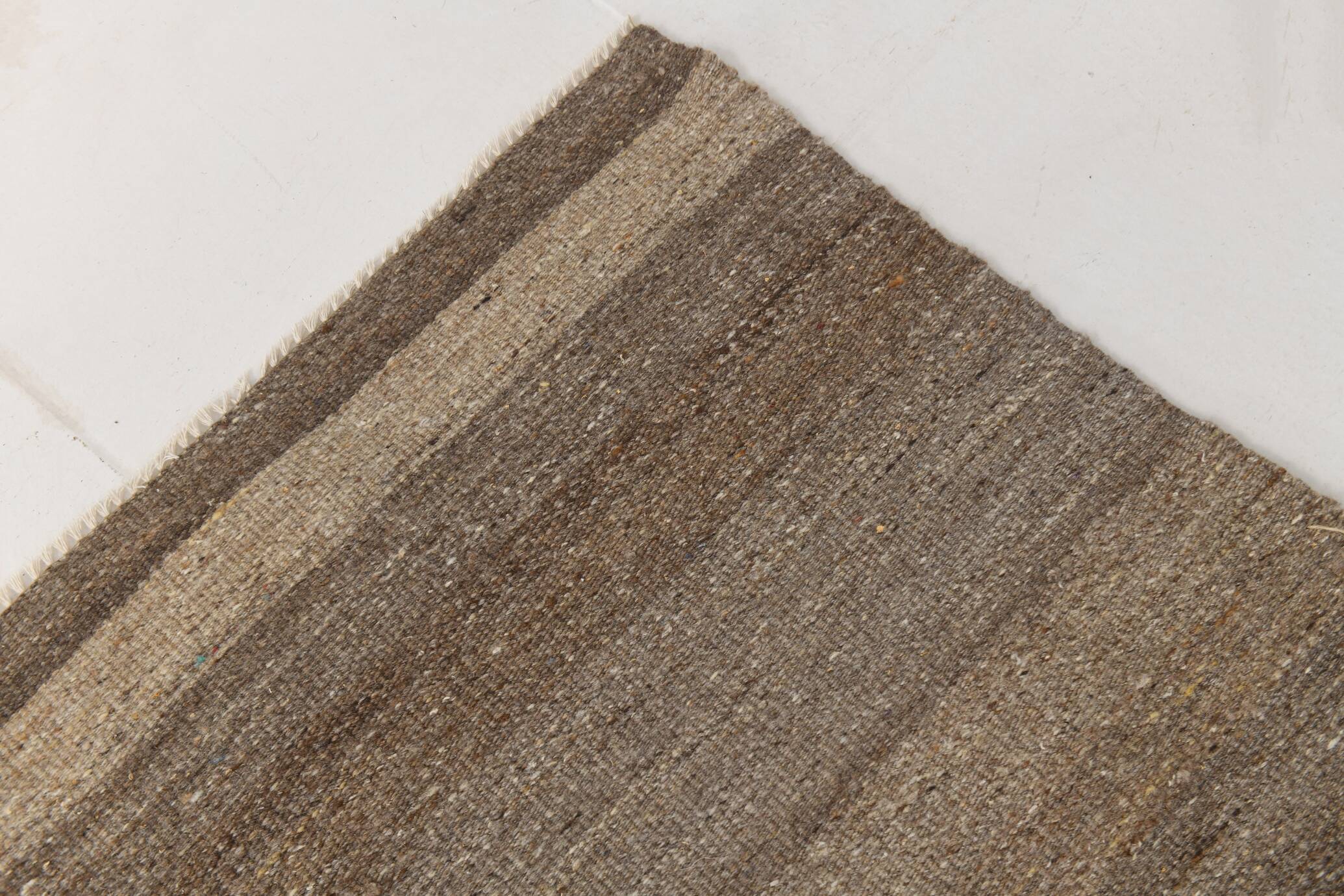 Striped Pattern Brown Vintage Kilim Rug, 225x309Cm