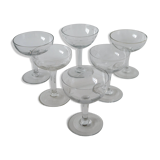 Set of 6 mismatched crystal champagne glasses 1930-1950