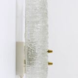 Pair of wall sconces by J.T. Kalmar, brass and textured glass, Austria, 1950s.