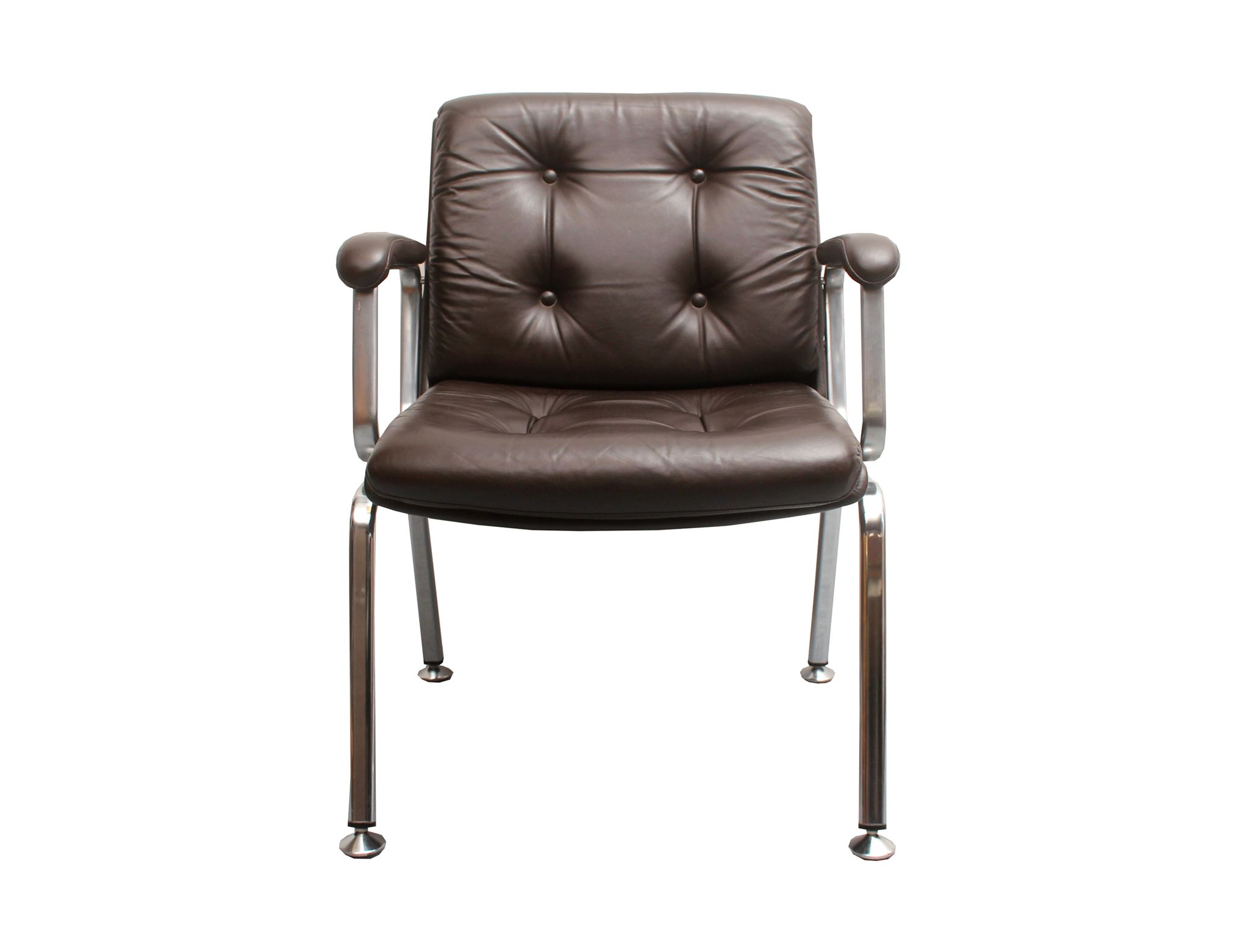 Fauteuil en cuir Drabert marron foncé des années 1970