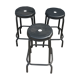 3 industrial black metal bar stools