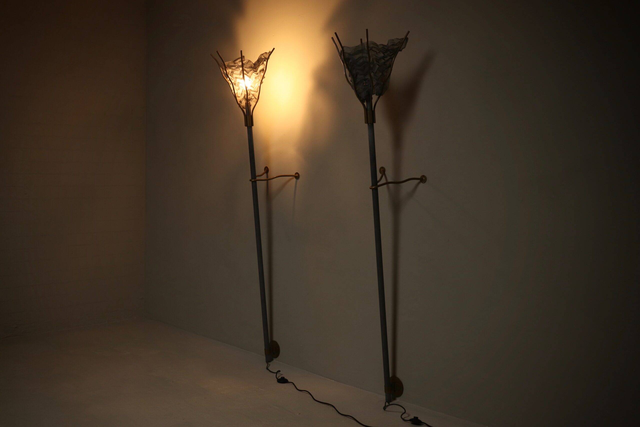 Pair of Torche wall lamps by Rob Eckhardt for Eckhardt and Leeuwenstein, 1980s