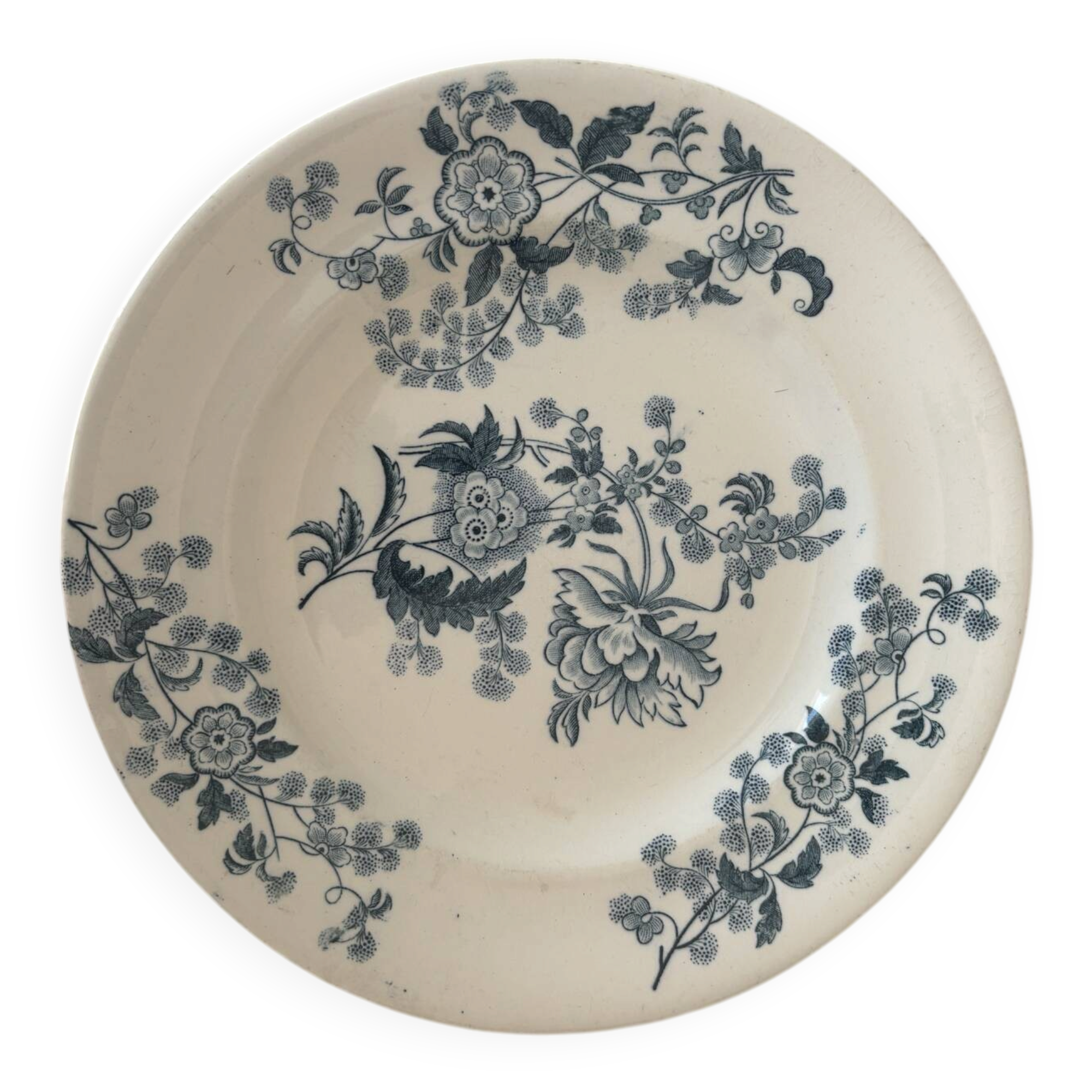 Assiette plate en terre de fer Longwy modèle Ycho