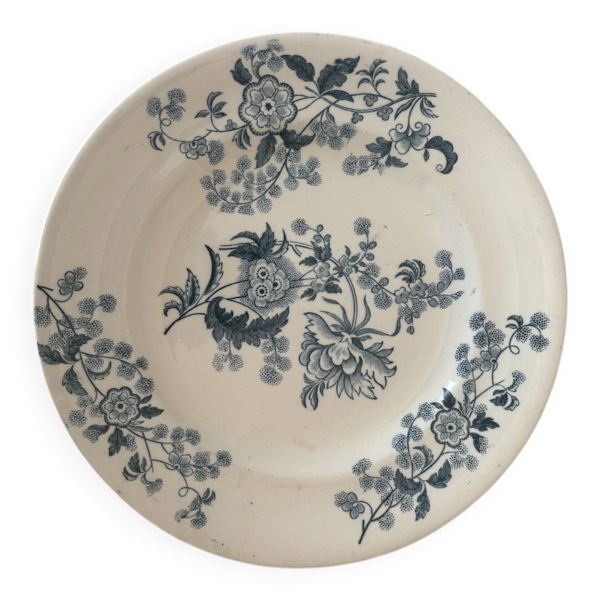 Assiette plate en terre de fer Longwy modèle Ycho
