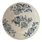 Flat plate iron earth Longwy model Ycho - blue flower faience ja