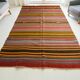 Large Vintage Striped Anatolian Hand-Woven Wool & Cotton Rugsku-135