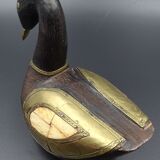 Wooden and brass swan