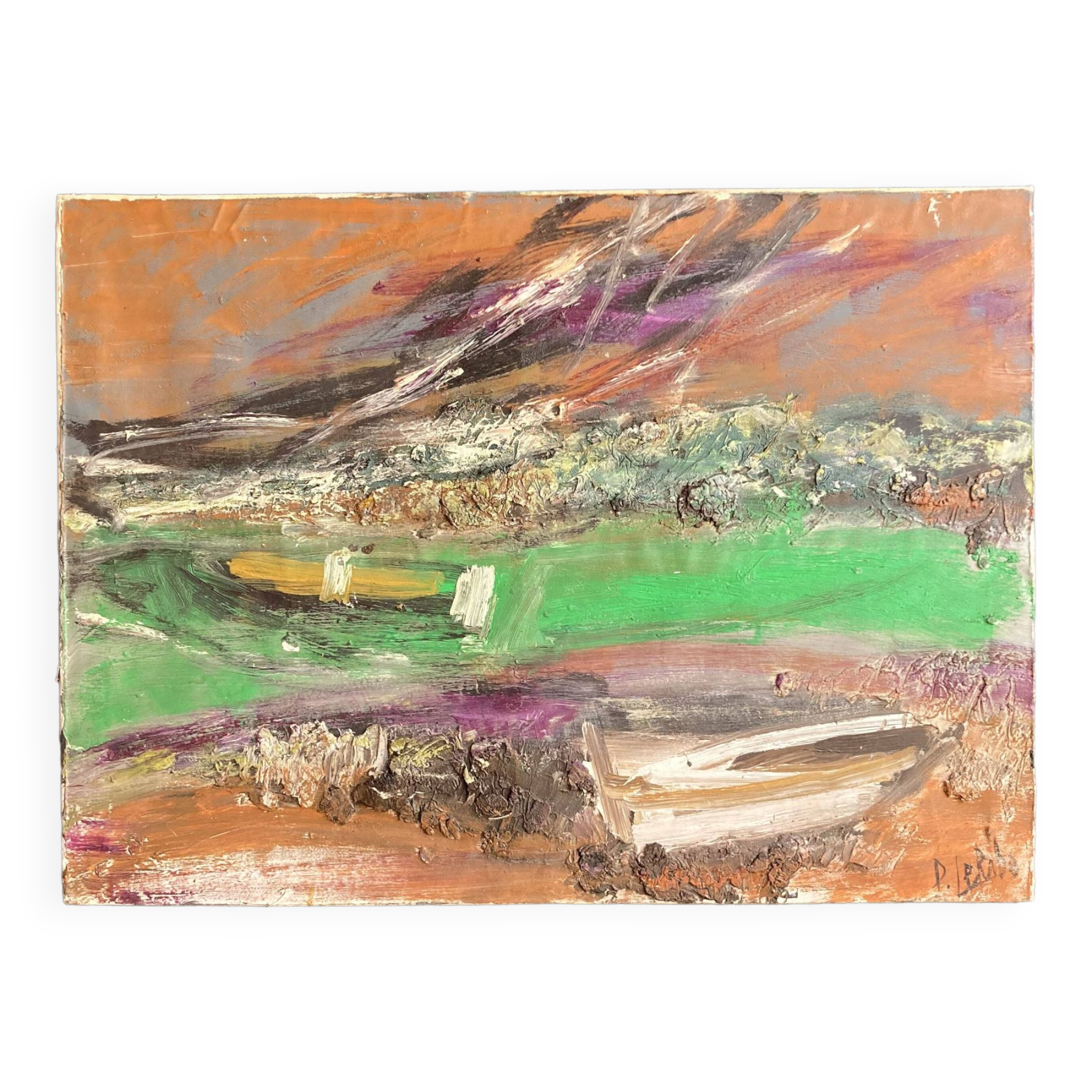 Huile abstraite sur toile de Paul Le Rabo