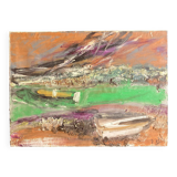 Huile abstraite sur toile de Paul Le Rabo