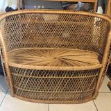 Handmade rattan bench for a bohemian and contemporary decor