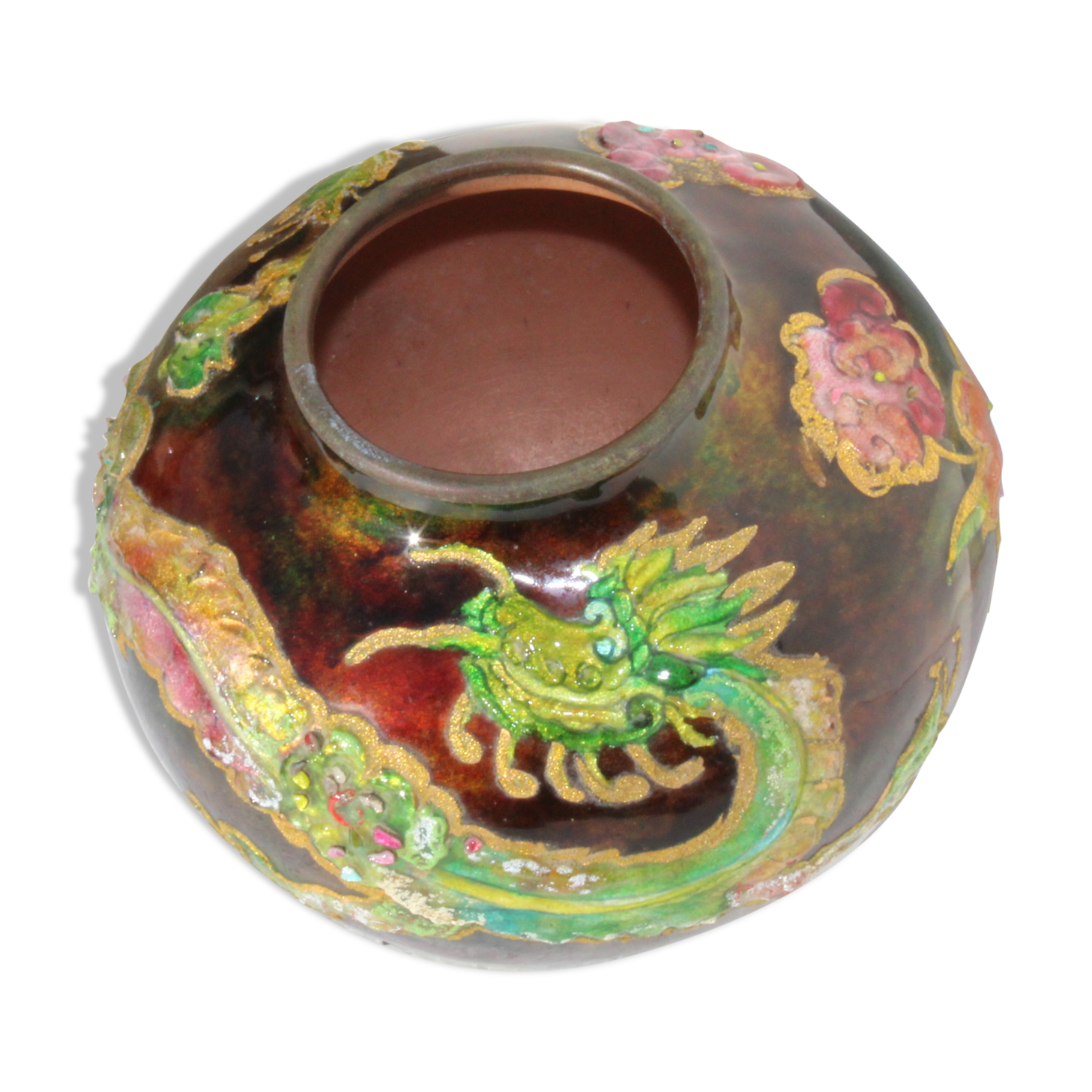 Vase boule enamels d'art limoges by Camille Fauré