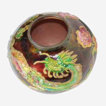 Vase boule enamels d'art limoges by Camille Fauré