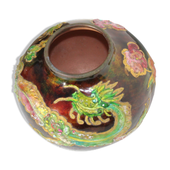 Vase boule enamels d'art limoges by Camille Fauré
