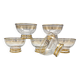 6 champagne coupes, vintage dessert cups from the 50s with gold trim