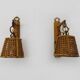 Pair of rattan and cane lantern wall lights. 1950s-1960s