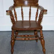 Edwardian Oak Captain's Chair for Smokers, 1900s