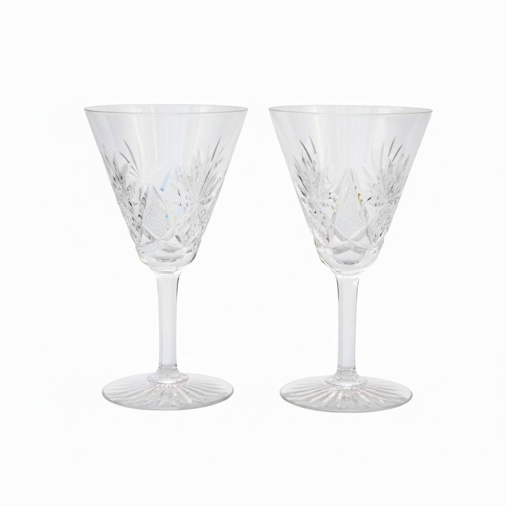 Two elegant crystal wine glasses