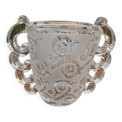 Vase Art Deco en verre givré par Pierre D’avens pour Daum vers  1930