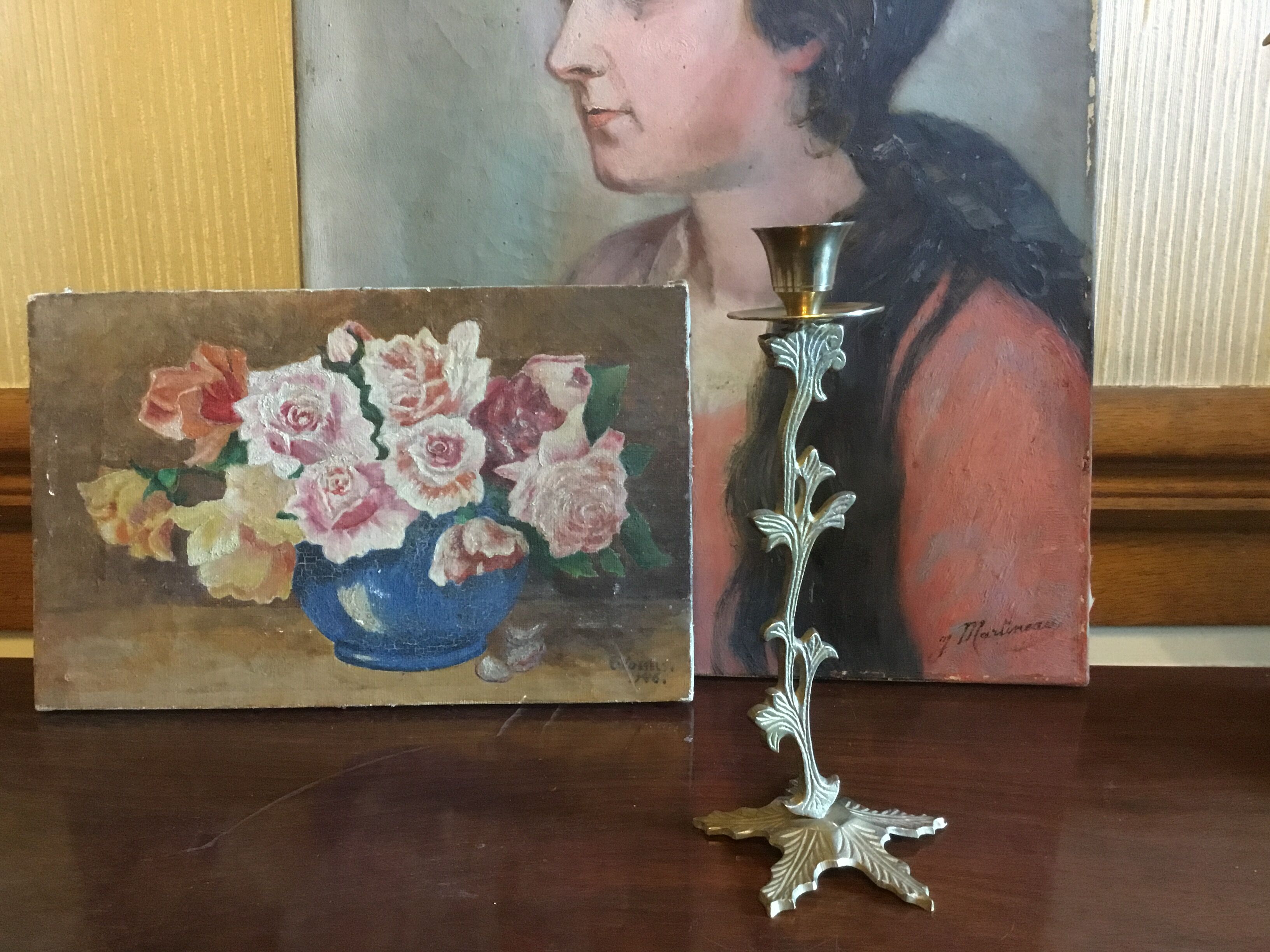 Brass flower candlestick
