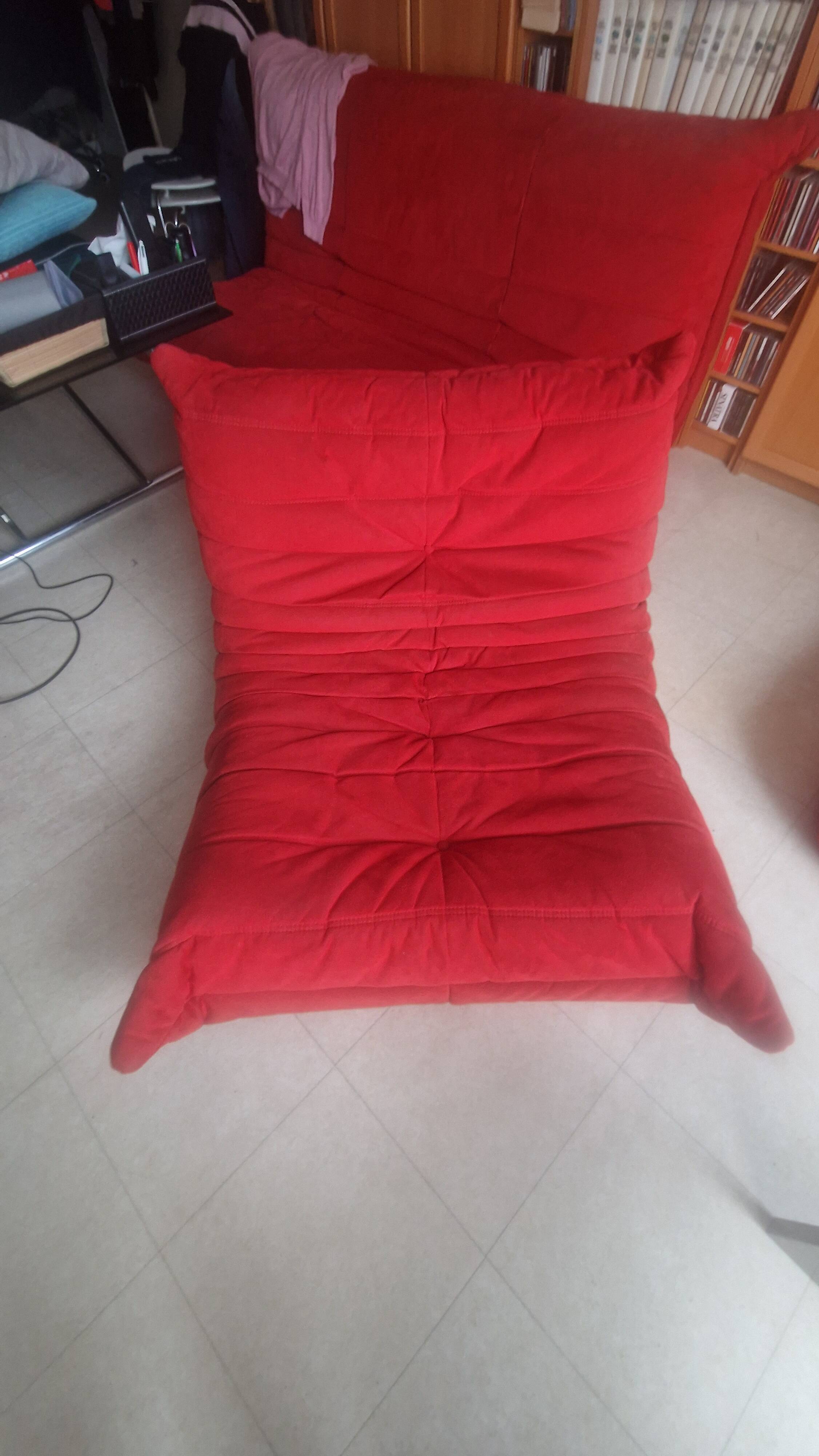 TOGO Set from Ligne Roset - Alcentara Red - Sofa Bed - Corner Armchair - Armchair