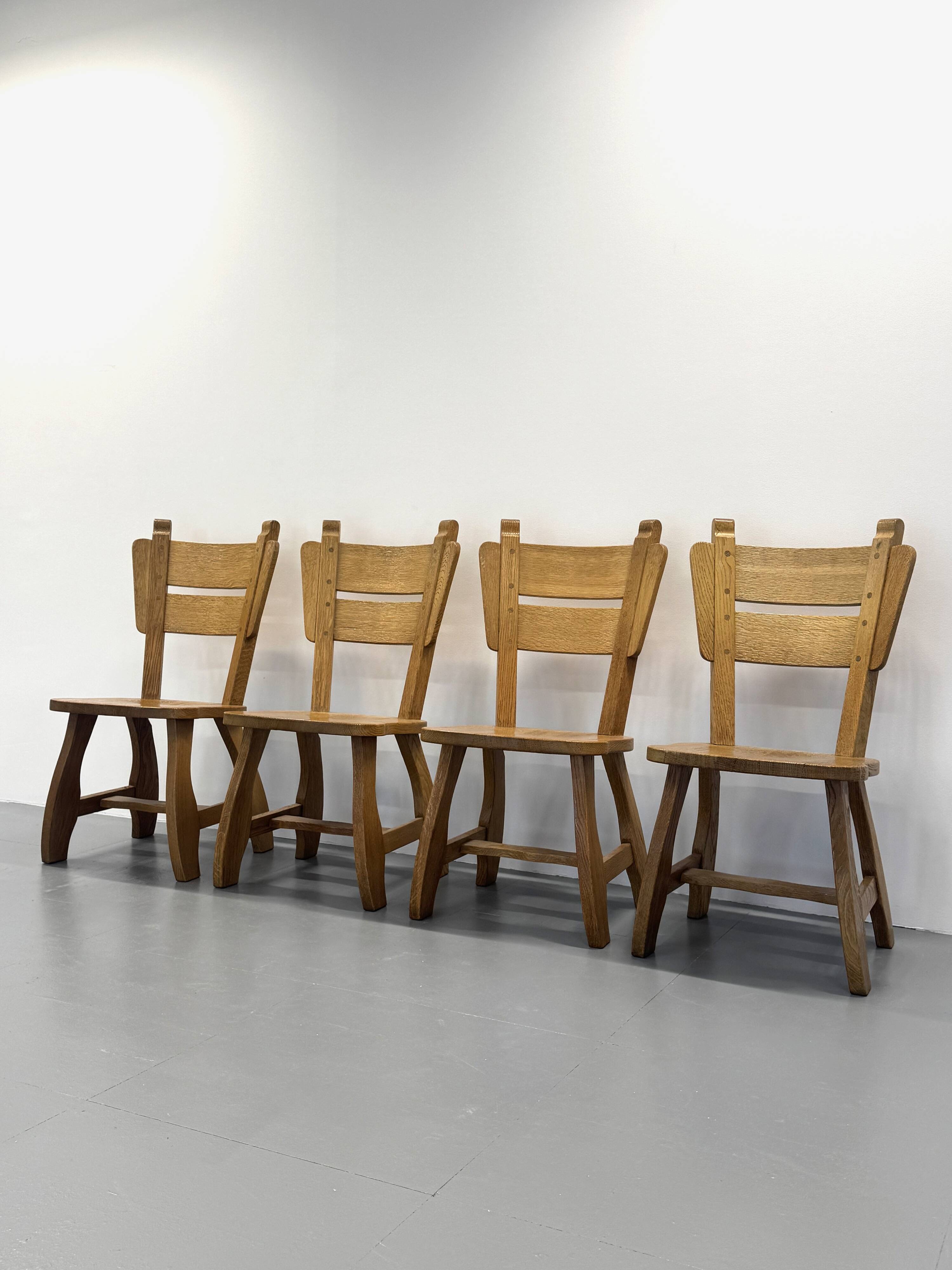 4 Vintage Brutalist Wooden Chairs
