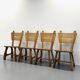 4 Vintage Brutalist Wooden Chairs