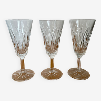 Set of three crystal flutes Reims 1950