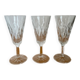 Set of three Reims crystal flutes 1950