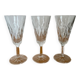 Set of three crystal flutes Reims 1950