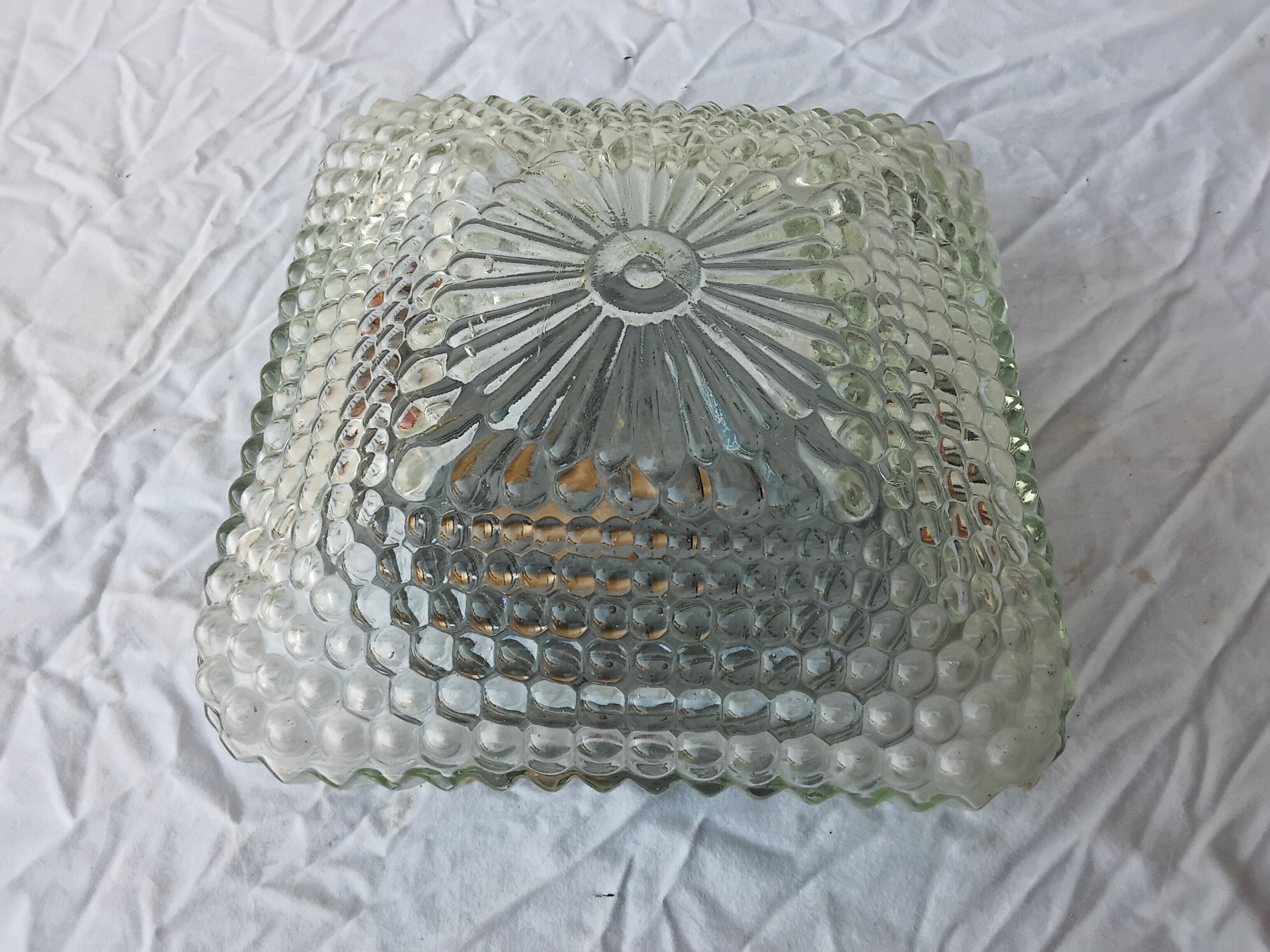 Ceiling light / wall light in bubbled glass