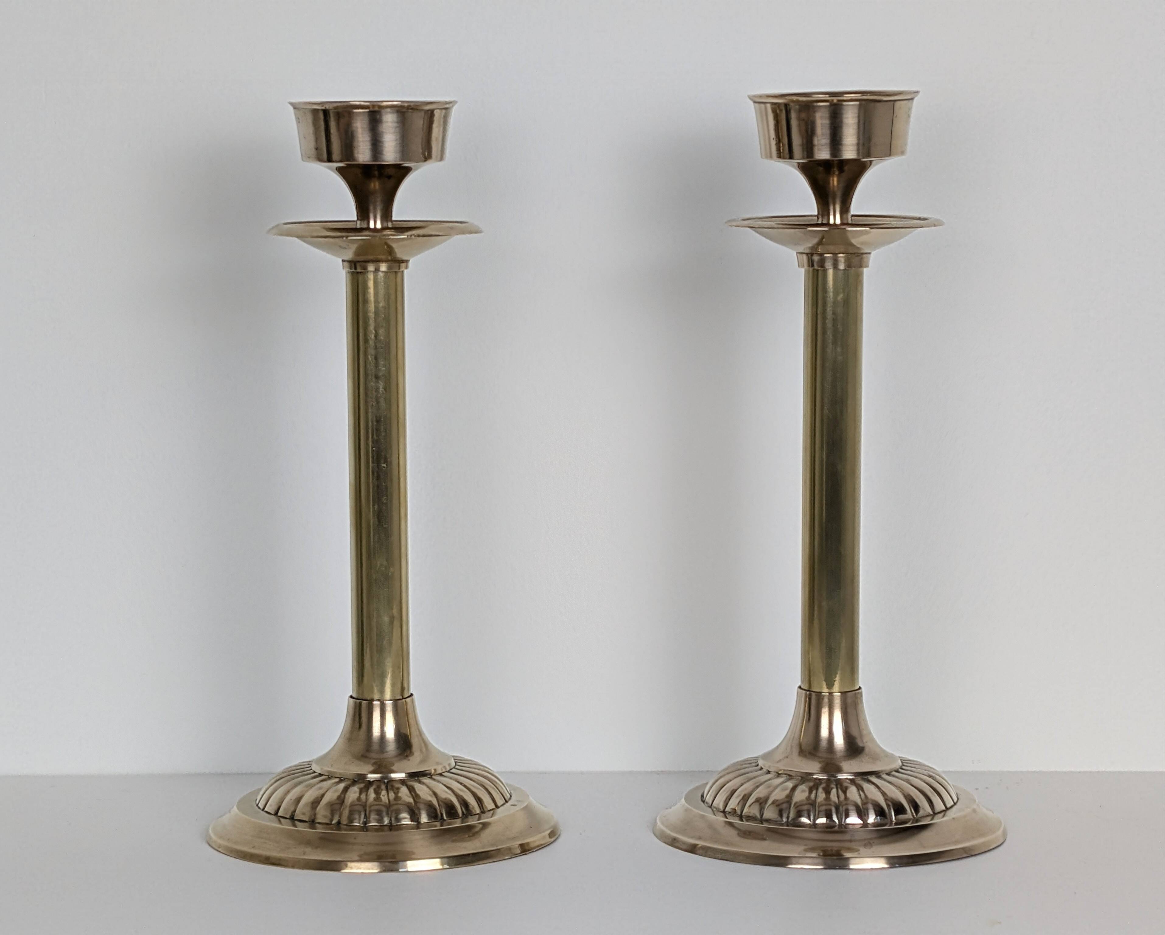 Pair of brass candlesticks