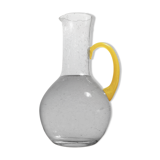 Carafe en verre bullé - anse jaune citron