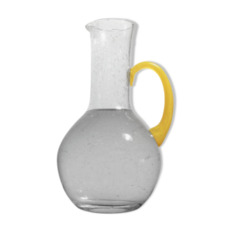 Bubble glass carafe - lemon yellow handle