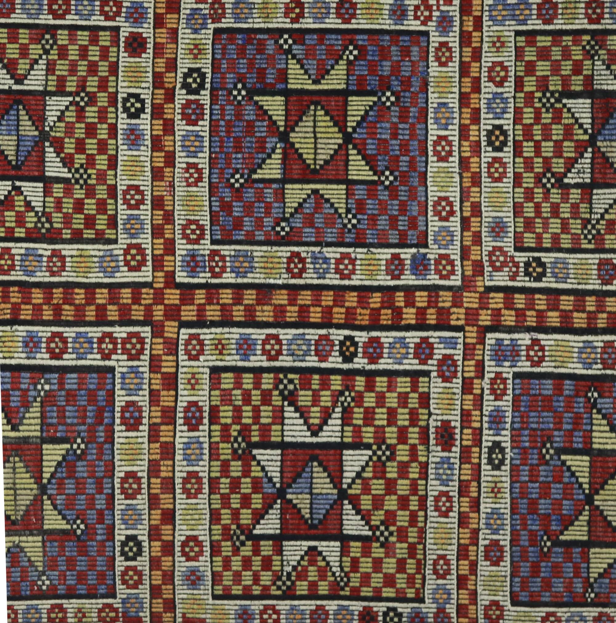 Tapis Kilim Vintage Turc Oushak 186x349 cm Laine Fait Main