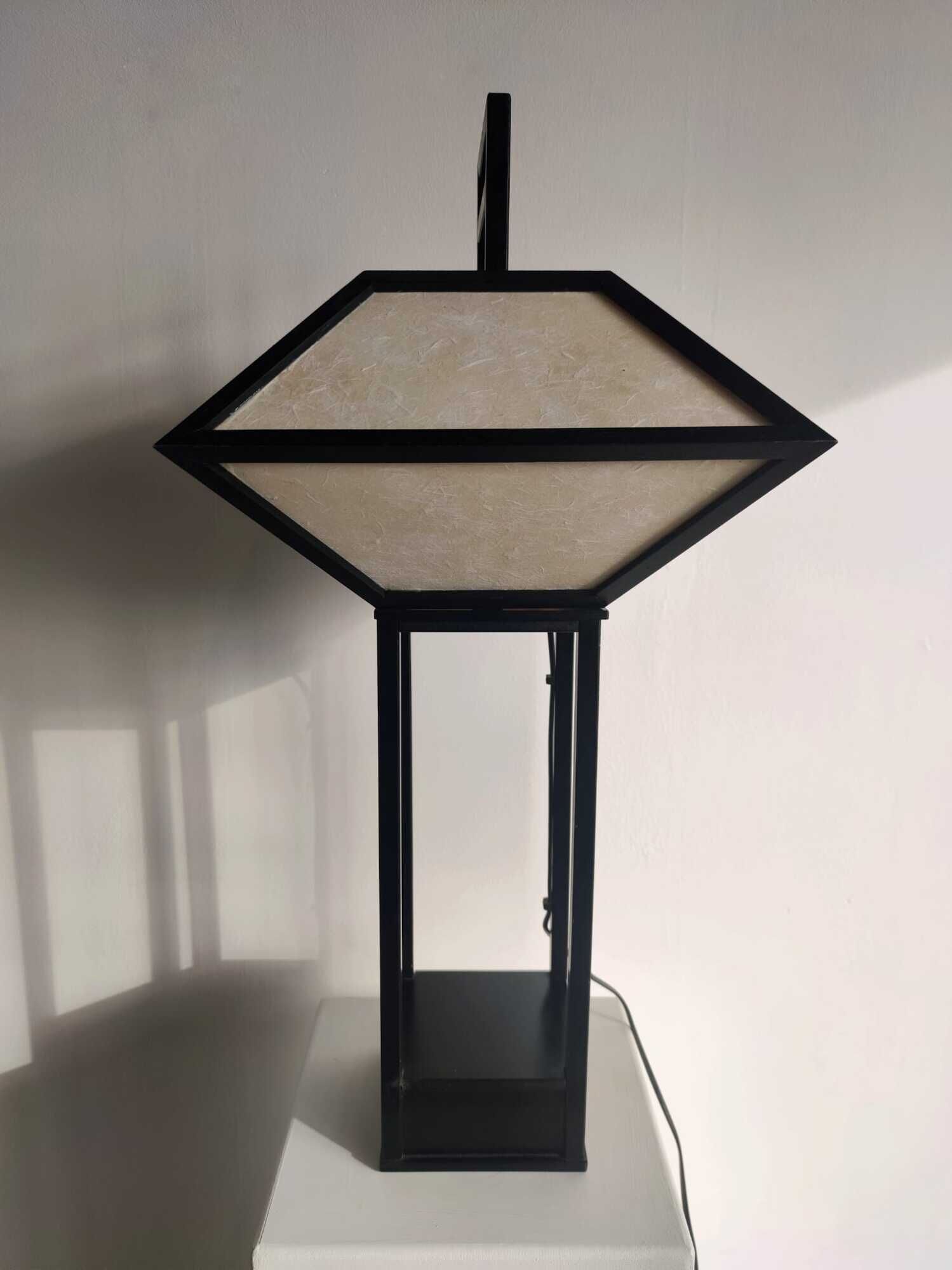 Japanese lamp in black lacquered wood and rice paper H:75cm