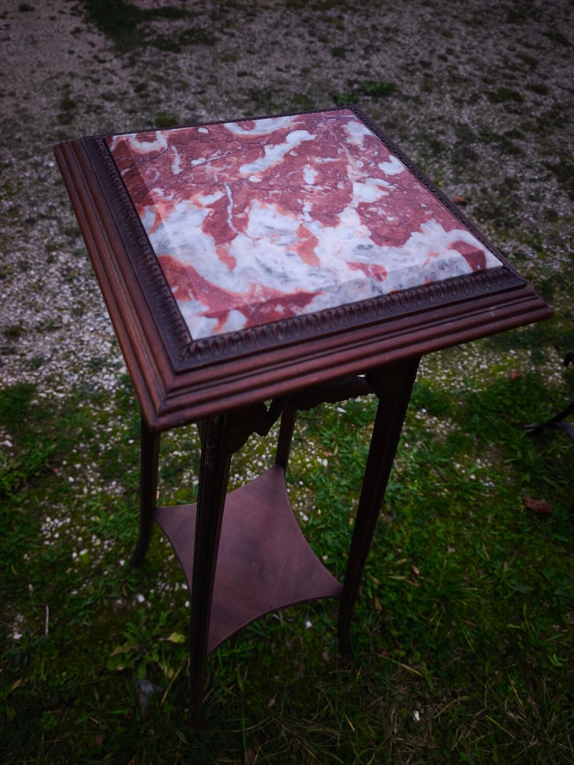 Wood and marble stool