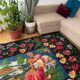 Large bohemian handwoven rug with amazing scenery and floral design, made in Romania 315x195cm