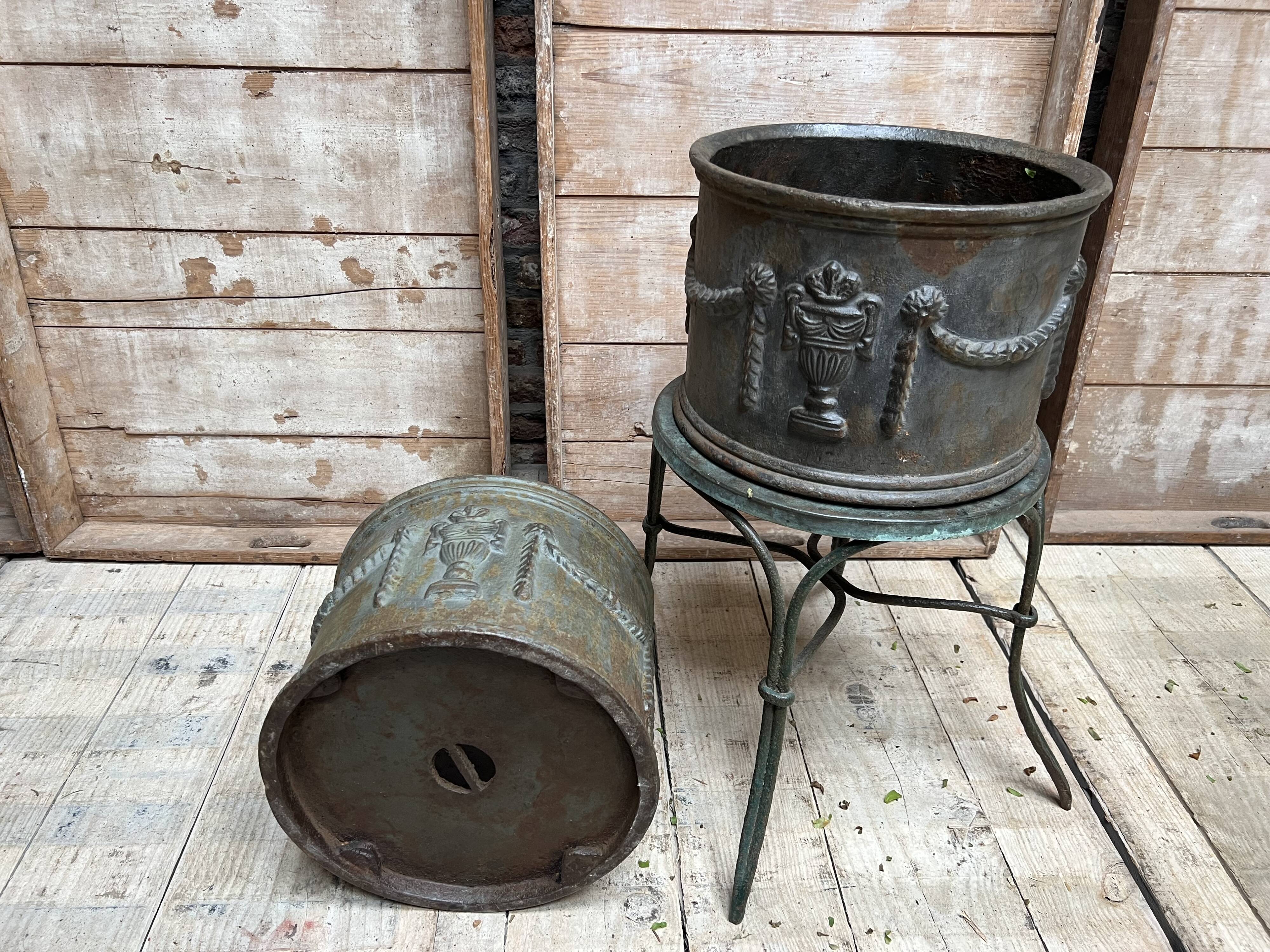 Pair of cast iron planters