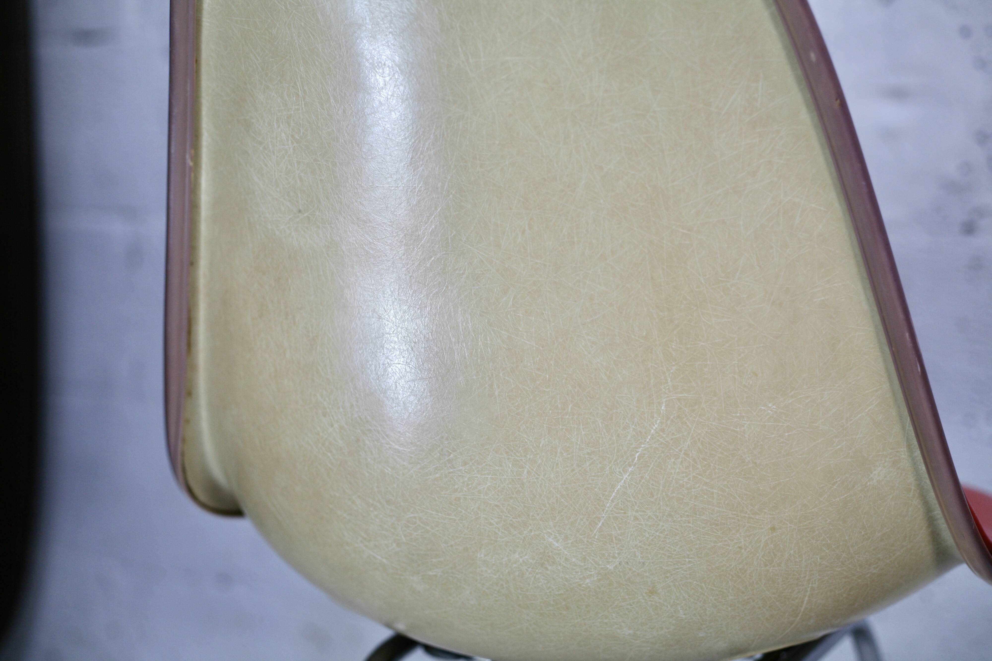 Ray & Charles Eames, Herman Miller edition, set of 4 orange chairs. Circa 1960