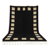Tapis berbère tissé main artisanale noir et blanc taille 1,4/2,6 m