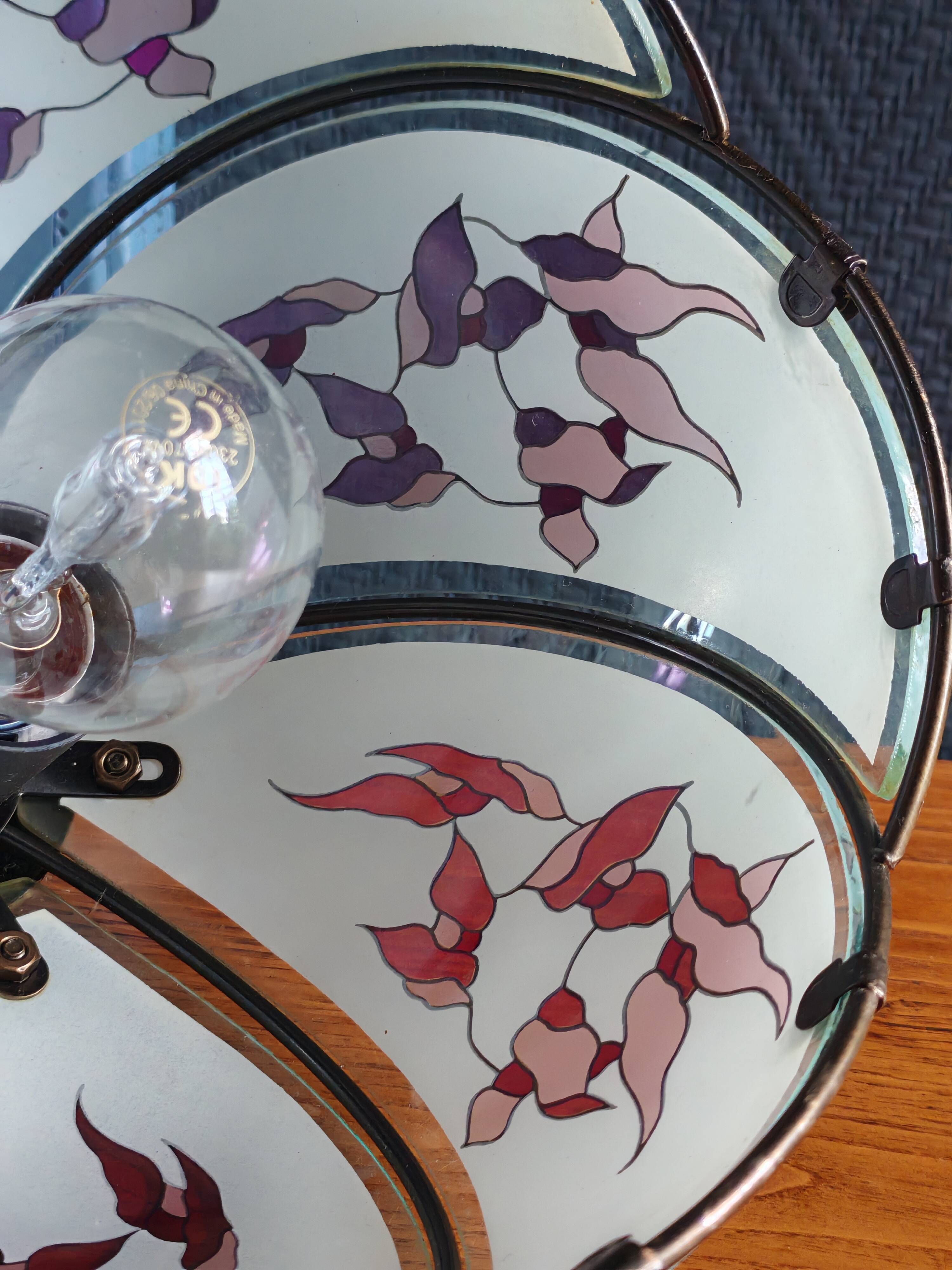 Vintage Tiffany Style Art Deco Pendant Chandelier