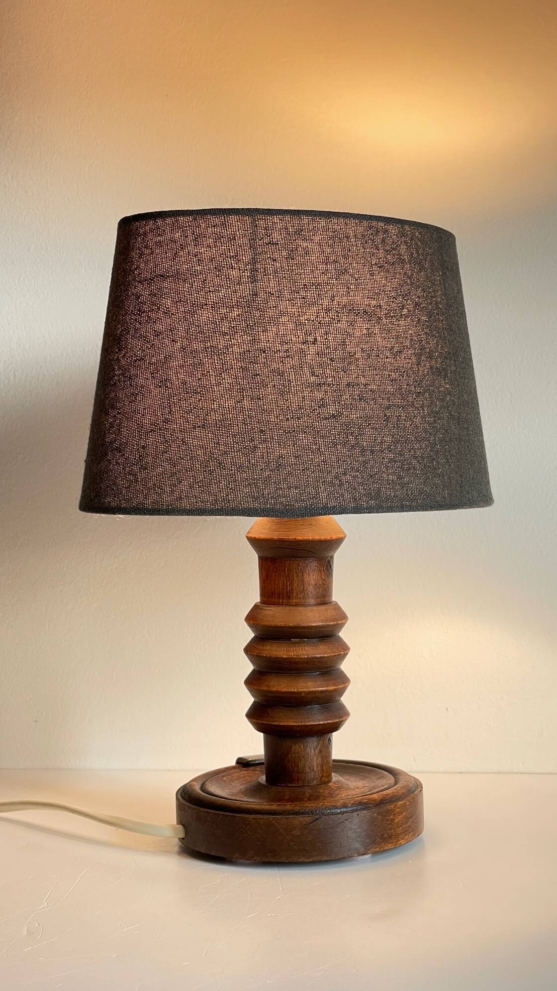 Vintage Charles Dudouyt Style Wooden Lamp