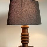 Vintage Charles Dudouyt Style Wooden Lamp