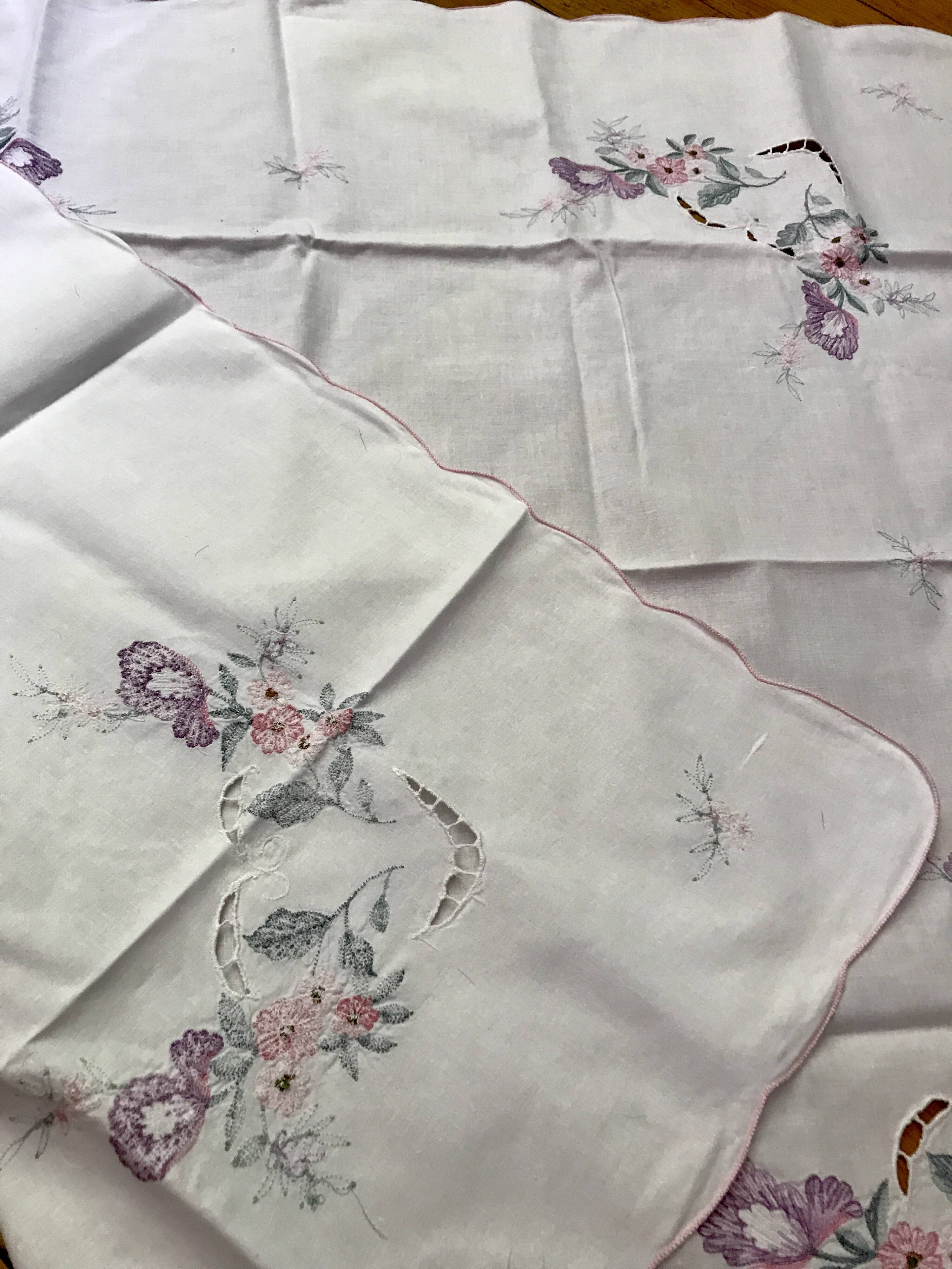 Embroidered tablecloth vintage Poland crafts