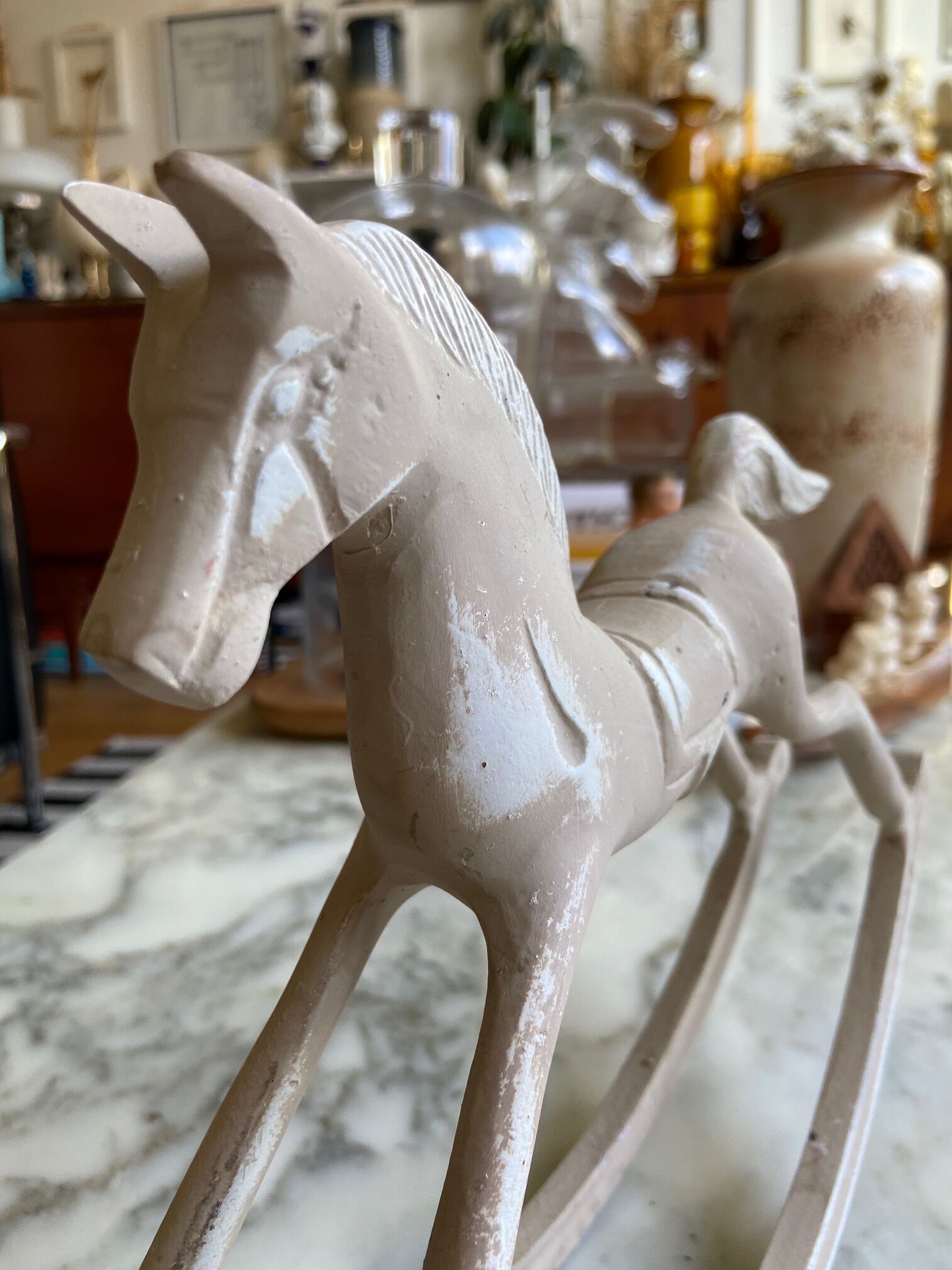 Plaster rocking horse