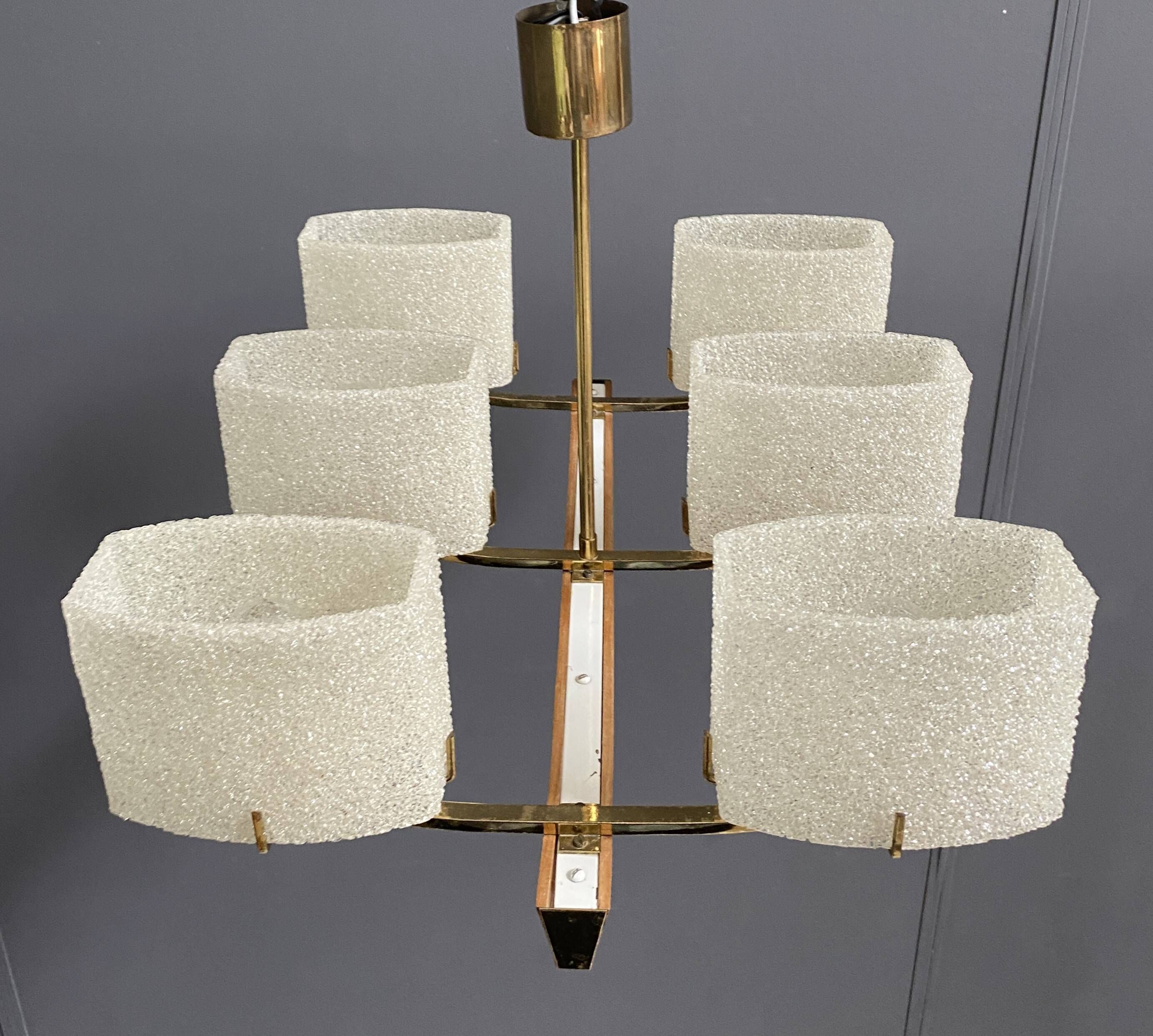 Pendant lamp 6 plastic shades 1960s