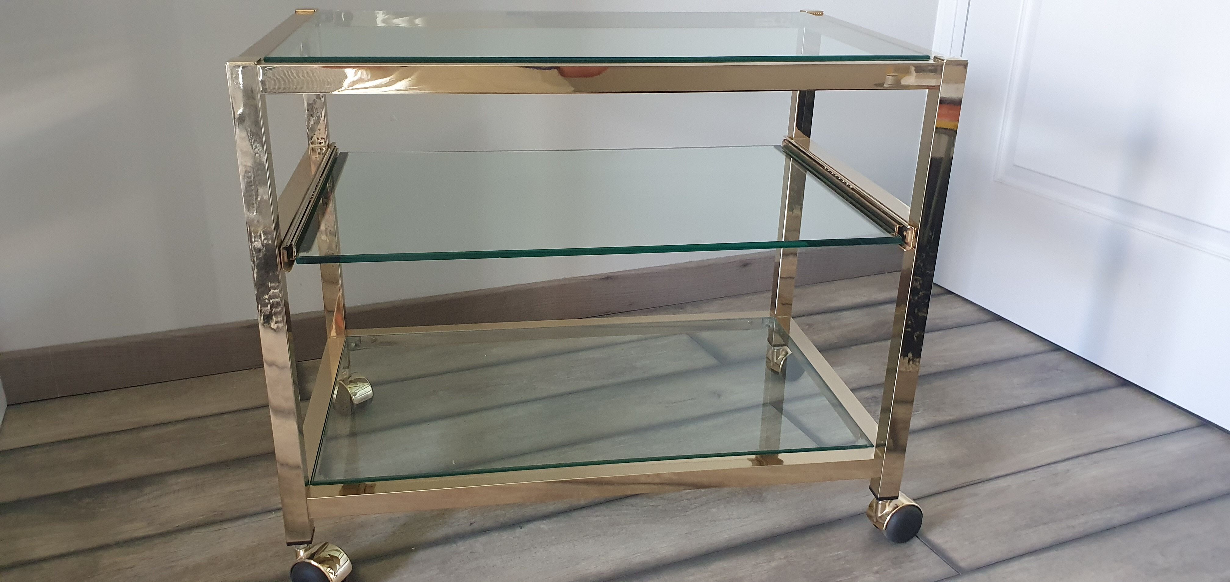 Metal and glass serving trolley