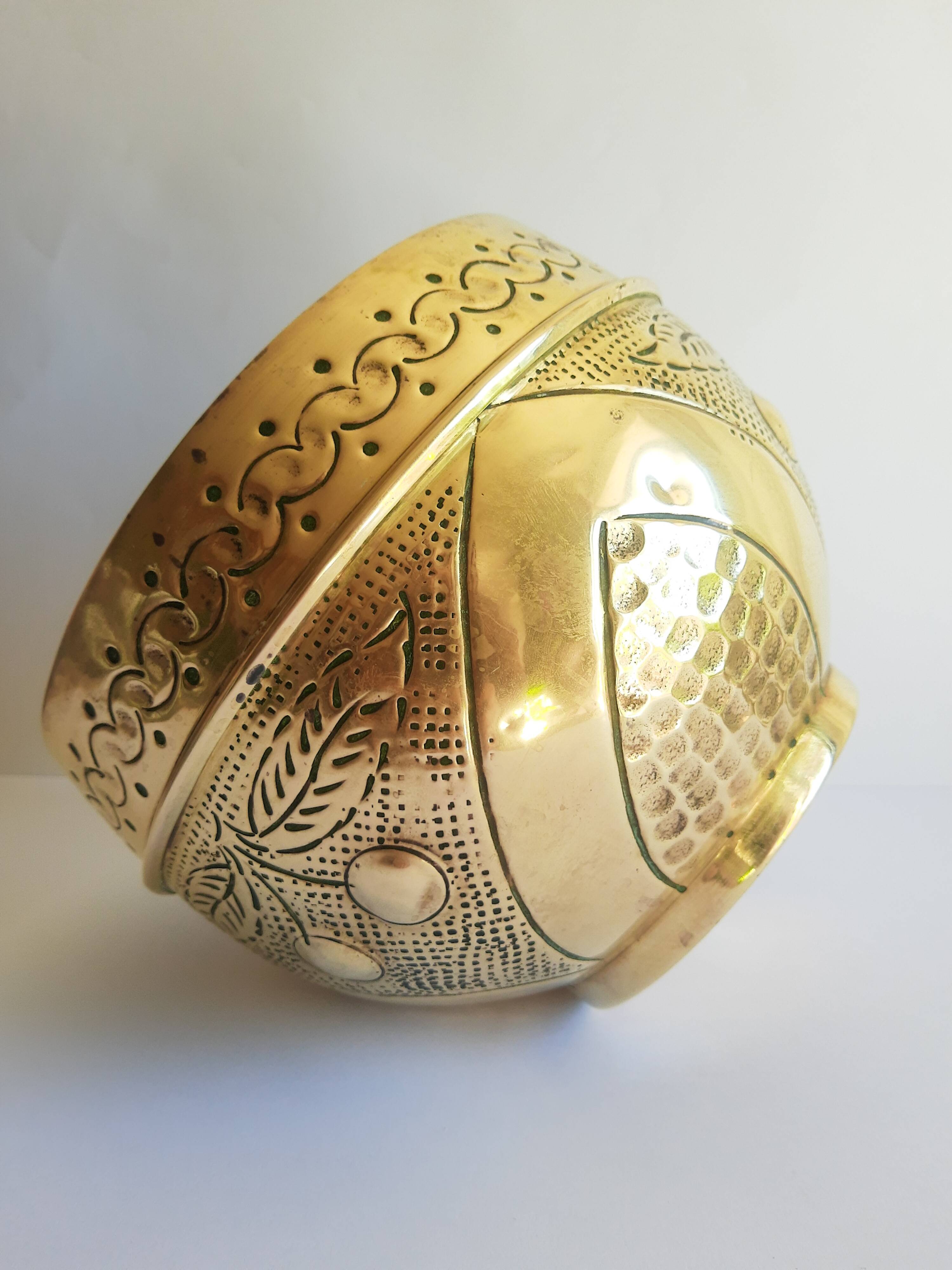 Old vintage brass cherry cache pot