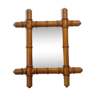 Mirror old bamboo vintage barber 35.5 x 42 cm