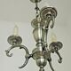 French brushed silver metal 3 light chandelier scroll leaf detail